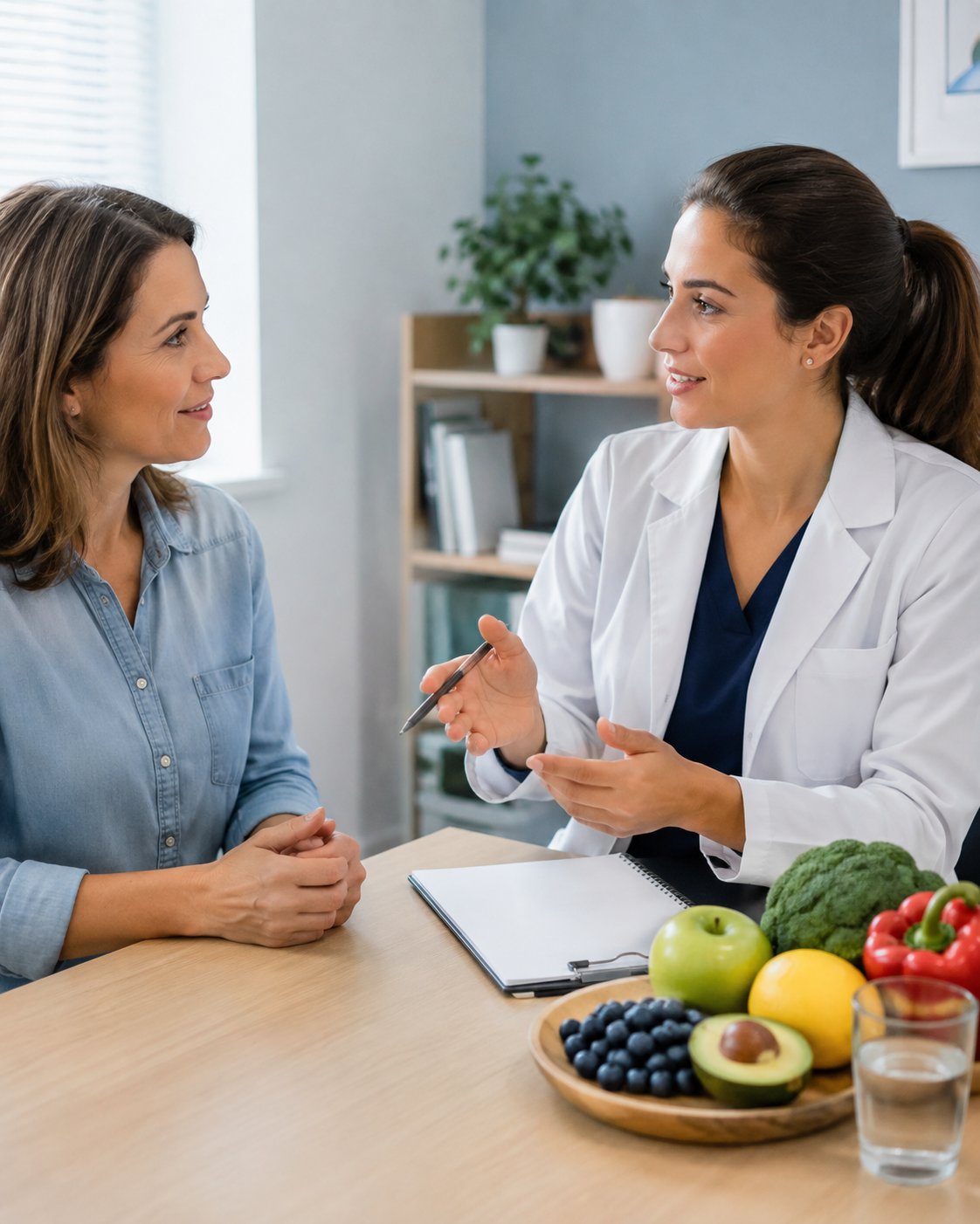 Nutricionista i pacijentkinja razgovaraju o ishrani i navikama